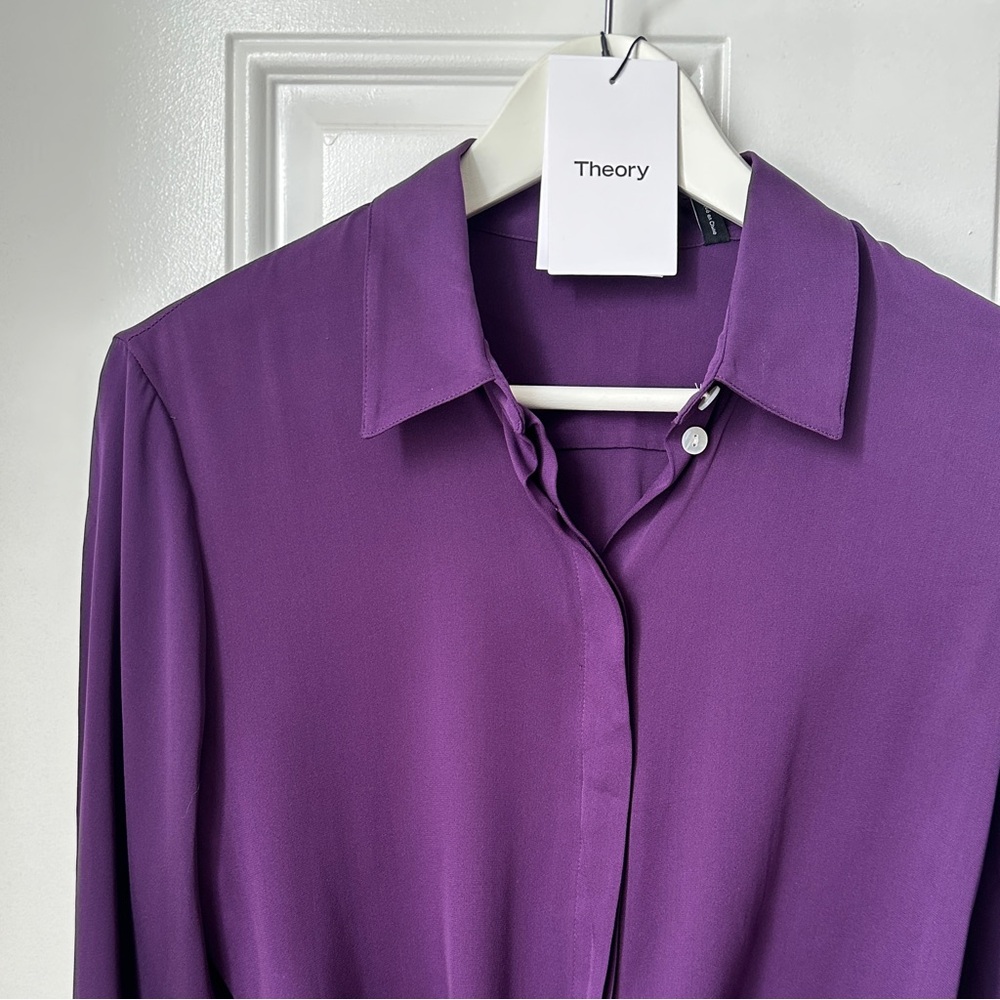Theory Silk Purple Blouse